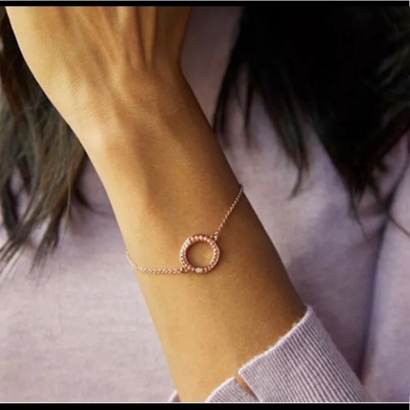 NWT ADORE ORGANIC CIRCLE BEADED SWAROVSKI CRYSTAL ROSE GOLD BRACELET - Picture 4 of 12